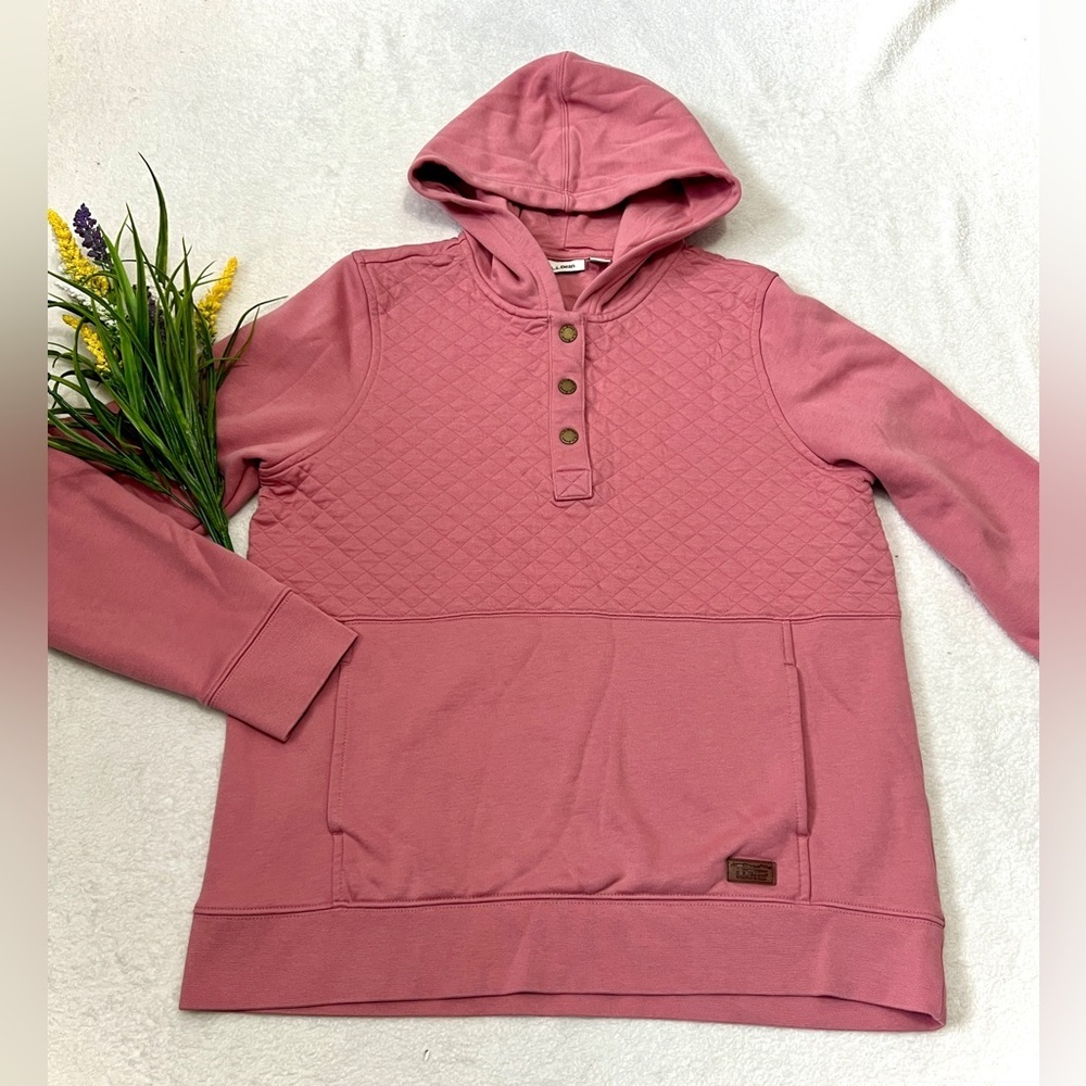 L.L. Bean Quilted Hooded Quarter Snap Sweatshirt - Medium